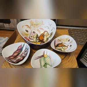 Mid Century mcm hand painted serving set